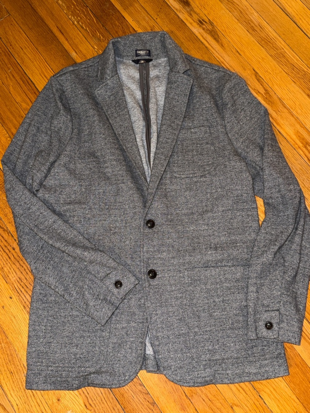 Faherty reserve the Inlet Blazer organic cotton blend herringbone gray size L - Picture 2 of 9